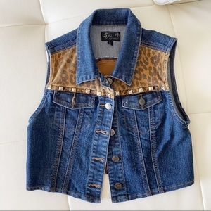Chiqle Denim Architect Blue Jean Vest Jacket.